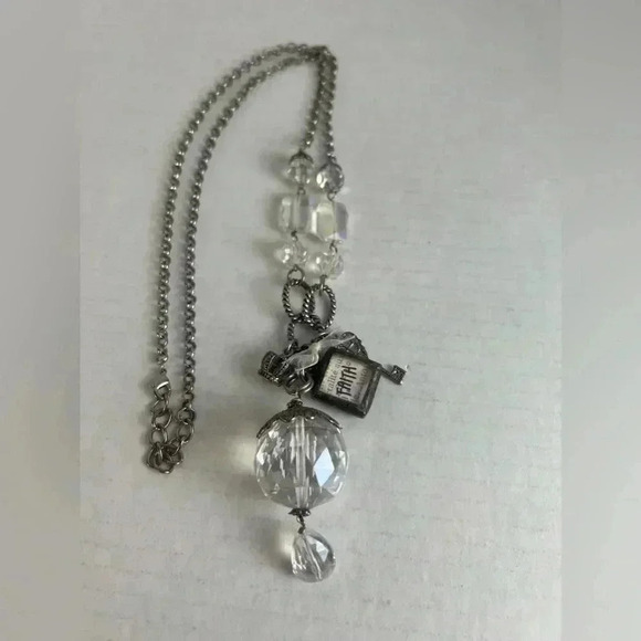 Faith Statement Necklace with Crystal Accents and Charms. - Picture 4 of 6